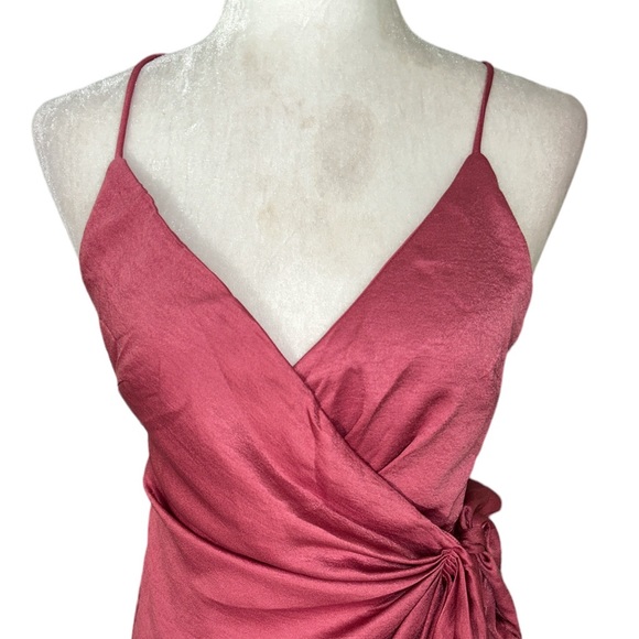 NWT Hello Molly If The Gown Fits Satin Wrap Draped Mini Dress in Rose - 6 - Picture 6 of 16
